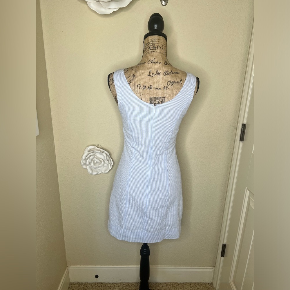 NTM: Lauren James Light Blue & White with Ruffles Seersucker Bailey Dress Sz XS - Picture 10 of 16